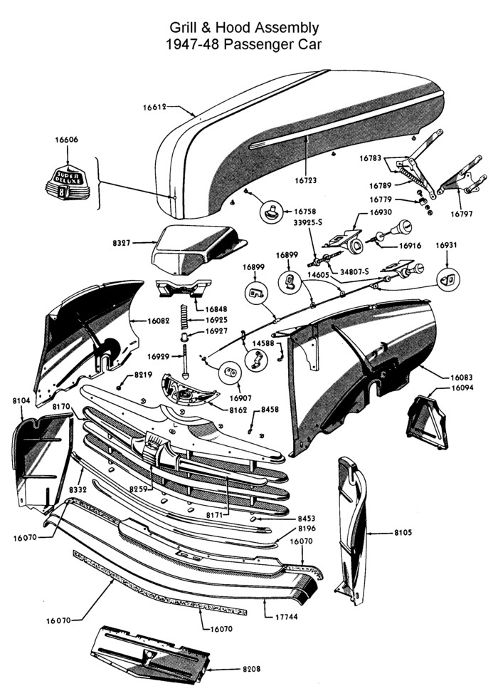 Grill hood assy for 194748 Ford car Grill hood assy for 194748 Ford car