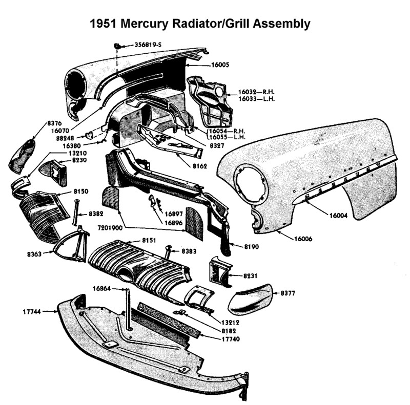  Radiator grill assy for 1951 Mercury